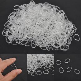 500pcs Hair Tie Band Ponytail Holder Elastic Rubber Clear White Women DIY Hair Styling Tools Accessory Circle Ponytail Headwear210f