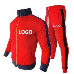 Men's Tracksuits Custom LOGO Set 2 Pieces Jacket Pants Fashion Casual Zipper Sports Suit Homme Patchwork Sportwear Streetwear Tracksuit