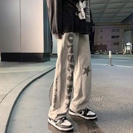 Men s Pants Hip Hop Mens Joggers Sweatpants High Street Casual Wide Leg Straight Baggy Print Y2k Streetwear Male Trousers 230721