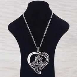 Pendant Necklaces 1 X Tibetan Silver Hollow Open Large Filigree Heart Jewellery Necklace On Long Link Chain Lagenlook 34"