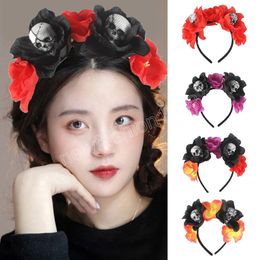 Fashion Skull Headband Rose Flower Hair Hoop For Women Girls Halloween Tiaras And Crown Headwear Accessorie