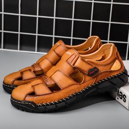 Summer Mens Casual Leather Non Slip Breathable Outdoor Beach Sandals 230720