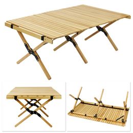 Portable Folding Wooden Table Picnic BBQ Egg Roll Table Outdoor Indoor All-Purpose Foldable Table Furniture
