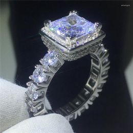 Cluster Rings Luxury Court Style Engagement Wedding Band For Women Men Zircon Cz White Gold Filled 925 Silver Ring Bridal Jewellery