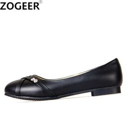 Dress Shoes Large Size 47 Fashion Women's Flats Shoes Spring Female Ballet Shoes Round Toe Solid black white Casual Work Loafer Shoes Ladies L230721