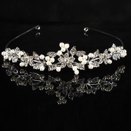 2020 New Trendy Wedding Bridal Prom Party Princess Pearl Crystal Flower Hair Band Tiara Headband Jewellery Accessories241i