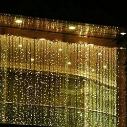 RGB 300 LEDS 3M 3M Led Waterfall Outdoor String Light Christmas Wedding Party Holiday Garden LED Curtain Lights Decoration AC110V-263o