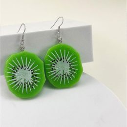 Dangle Earrings Green Kiwi Fruit Resin Pendant Fashion Bohemia Women Lady Girls Jewelry Ornament Gift