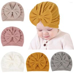 Hair Accessories Born Infant Solid Cotton Big Bow Hat Baby Kids Headbands Soft Comfortable Turban Children Bonnet Headwraps