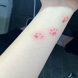 Cat Paw Tattoos Waterproof Fake Tattoo for Woman Men Wrist Arm Y2K Cute Temporary Tattoos Girls Lovely Pink Tattoo Stickers