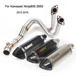 Per Kawasaki ER6N Ninja650F R 2012-2016 Moto Slip On Scarico Intero Set Tubo di Collegamento Consigli Silenziatore Escape2160