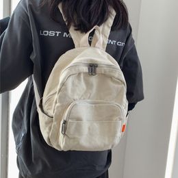 School Bags Canvas Women Small Backpack Vintage Feminina Mini Bagpack Female Solid Girl mochilas 230720