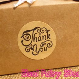 Whole 1200pcs lot New Thank you design Kraft Seal Sticker Gift Seal Label Sticker For Party Favour Gift Bag Candy Box Decor254h