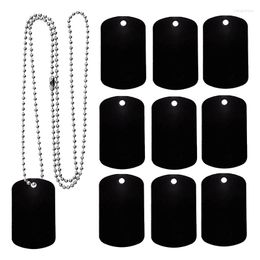 Dog Collars 25 Pack Color Pet Military Badge Pendant For Laser-Engraving With 24 Inches Of Stainless Steel Ball Chain Black