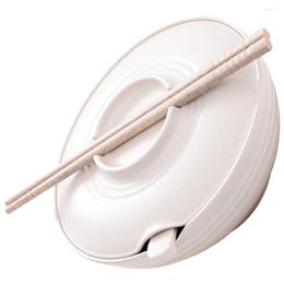 Bowls Salad Bowl Lid Instant Noodle Japanese-style Chopstick Ramen Large White Bamboo Cute