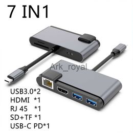 Expansion Boards Accessories Type C USB C Hub 7 In 1 PD Extender Docking Station 4K HDMI Multi USBC RJ45 SD TF Adapter USB 30 For Macbook Air J230721