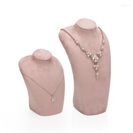 Jewelry Pouches 20cm 29cm Pink Necklace Display Mannequin Showing Stand Holder Pendant Showcase