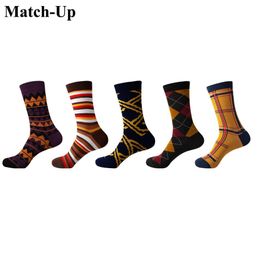 Match-Up Men's Funny Colourful Combed Cotton Socks Orange series Casual Dress Wedding Socks5pairs lot2356