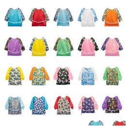 Aprons Baby Bib Long Sleeved Child Toddler Bibs Waterproof Apron 3-24 Months Drop Delivery Home Garden Textiles Dhwsr