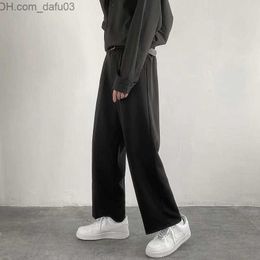 Men's Pants Men's black casual pants straight ankle length wide leg curtains loose fitting men's Trousers Plus size S-3XL new autumn underwear Z230721