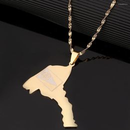 Pendant Necklaces Stainless Steel Eritrea Map Flag Women Men Gold Colour Chain Jewellery