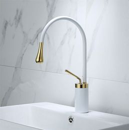 Bathroom Faucet Black Gold Basin Faucet Hot and Cold Sink Faucet Brass Faucet Kitchen Faucet Swivel Sink Water Crane