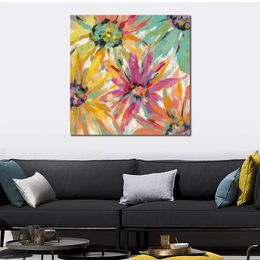 Contemporary Abstract Painting Abstracted Petals Ii Handmade Canvas Art for Sitting Room Decor