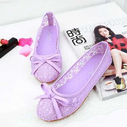 Dress Shoes Lady Bare Foot Shoes Sweet Breathable Mesh Summer Flats With Bow-Knot Round Toe Spike Heels Anti-Slip Beige Sole 2022 New In 45 L230724