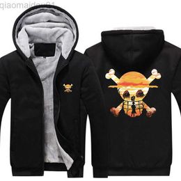 Men's Hoodies Sweatshirts Straw Hat Crew One Piece Hoodies Jacket Men Thick Fleece Warm Zipper Coat Sweatshirt Male Harajuku Oversized Clothing Euro Size L230721