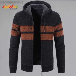 Men's Jackets New Men's Winter Hooded Collar Cardigan Fleece Warm Sweatercoat Male Hoodies Jacket Thick Full Solid Sweater Outwear Coats L230721