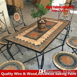 European-style wrought-iron garden outdoor courtyard dining chair mosaic dining table182Q