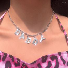 Pendant Necklaces NIUYITID Letter Necklace For Women Elegant Bling Crystal Chain Jewellery Daddy Angel Drop Ship