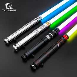 LED Light Sticks TXQSABER Smooth Swing Lightsaber Metal Hilt Heavy Duelling 12 Colours Changing Blaster Cosplay Bluetooth Laser Sword Toys 230721