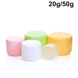 100 X Empty Cosmetic Packaging Cream Jar Containers 20ml 50ml DIY Macoron Colour PP Cream Plastic Bottles For Cosmetics261N