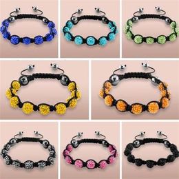 Whole 10mm black White Mixed multi mix Rhinestone Crystal Shamballa Bracelets jewelry bracelet for men y353289I