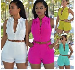 Women's Jumpsuits Rompers S-2XL Women Girls Sexy Off Shoulder Button Decoration Waist Belted Jumpsuit Woman Playsuit 11 Color Optional Plus Sizes XXL 230720