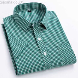 Men's Casual Shirts Plus Large Size 6XL 5XL 100% Cotton Men's Plaid Shirts Short Sleeve Thin Summer Luxury Standard Fit Checked Casual Shirt For Men L230721