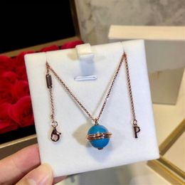 Whole- Possession Designer Rose Gold Plated Colourful Ceramic Round Ball Pendant Necklace For Women Jewelry243G