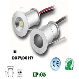 DHL 9PCS 1W 15mm Mini LED Downlight LED Under Cabinet Light Stair Lights Mini Recessed Spotlight White Red Blue Green254B