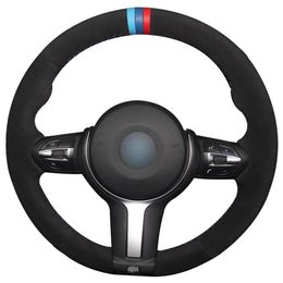 Black Suede Steering Wheel Cover Blue Dark Blue Red Marker for BMW F33 428i 2015 F30 320d 328i 330i 2016 M3 M4 2014-2016 F87202O