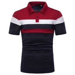 Men's Polos Leisure Man'S Polo Shirts Button Turn Down Collar Top ShortSleeve ColorMatching Tee Shirt Holiday Vacation Travel Beach Tunic 230720