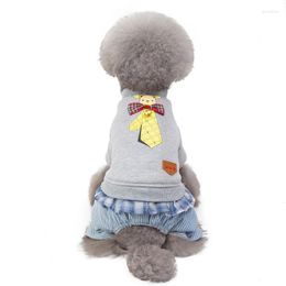 Dog Apparel Pet Clothes Autumn/Winter Cotton Puppy Bow Tie Bear For Small Dogs Outdoor Clothing