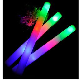 25 pcs lot LED Foam Stick Colorful Flashing Batons lighting 48cm Red Green Blue Light-Up Stick Festival Party Decoration Concert P250O