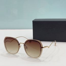 2023 unisex high quality sunglasses gold thin snake shape metal frameless light brown Gradient Colour Polygon glasses available with box