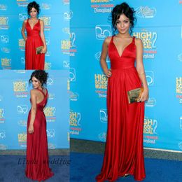 Vanessa Hudgens High School Musical Red Carpet Evening Dress V Neck Floor Length Long Special Occasion Dresse Celebrity Party Gown169S