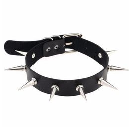 Black Spike choker belt collar women pu leather goth choker necklace for women party club chocker Sexy gothic jewelry2742