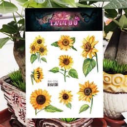 Temporary Tattoo Sticker Sunflower Flowers Plant Waterproof Tatoo Stickers Pattern Body Art Painting Arm Legs Tattoos for Woman