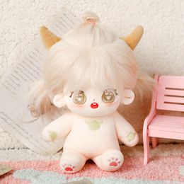 New 12 Zodiac Series Cotton Doll 20CM Fried Hair Naked Baby Gifts Clothes Can Change into a Human Figure Doll (Including Skeleton Movable limbs pose)