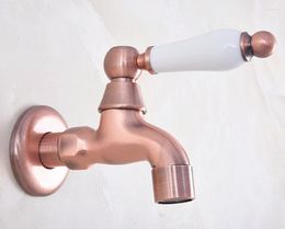 Bathroom Sink Faucets Antique Copper Single Hole Wall Mount Basin Kitchen Faucet Cold Outrood Garden Bibcock Mop Pool Taps 2av333