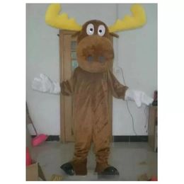 Halloween brown moose Mascot Costume Top quality Cartoon animal Plush Anime theme character Adult Size Christmas Carnival Birthday Party Fancy Outfit